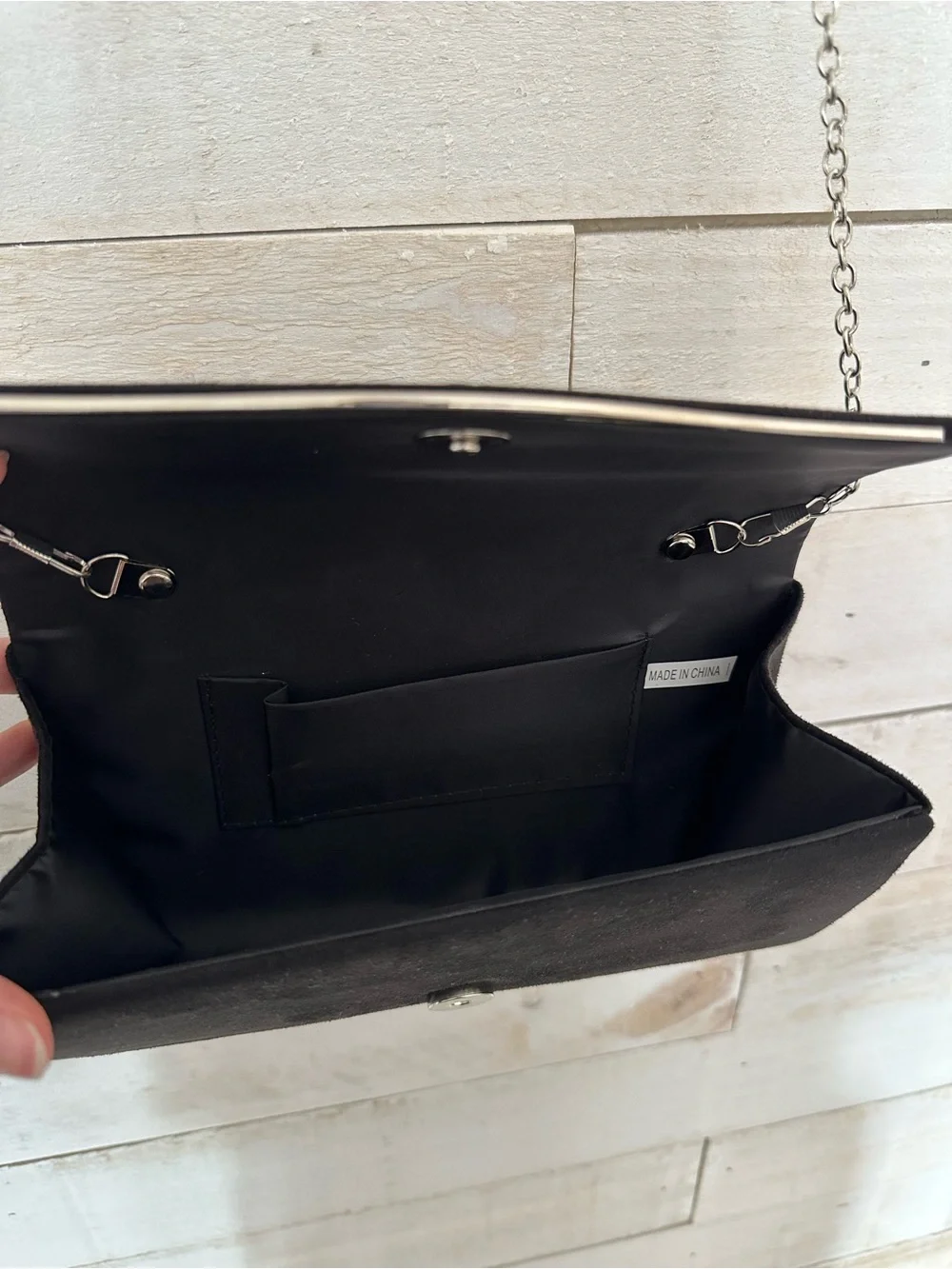 Classic Black Chain-Handle Evening Clutch